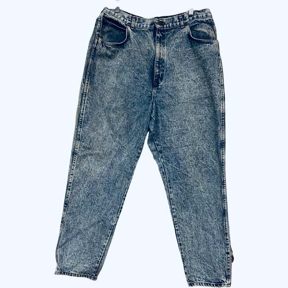 Vintage 70’s CHIC High Waisted Acid Wash Blue Mom Jeans / Sz 36 Made in USA NWOT - Picture 3 of 8